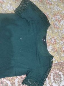 Green Crochet Sleeve Top