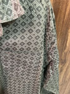 Patterned Olive Green Shirt