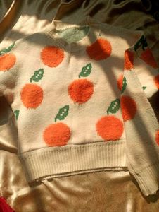 Cute Orange Print Sweater