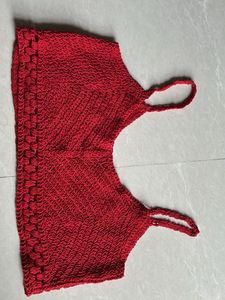 Y2K Crochet Red Crop Top
