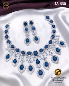 Elegant Blue Stone Necklace Set