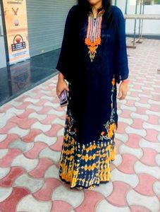 Kurta with pure fabric skirt