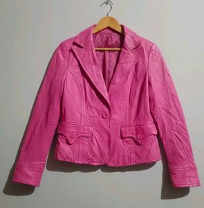 Hot Barbie Pink Leather Blazer