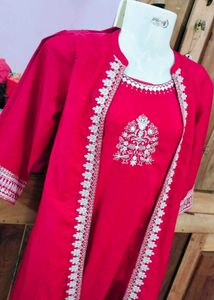 Red Embroidered Kurta