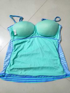 2 Striped Tankini Swimsuit Tops Camisole M&amp;L