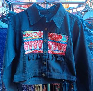 Embroidered Denim Jacket ( free size upto M)
