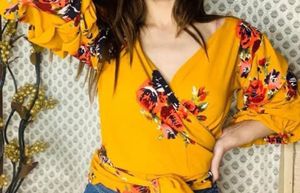 Women Stylish Orage Floral Top