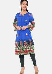 Floral Blue Kurta Unstitched