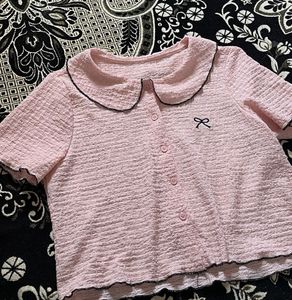 Cute Pink Peter Pan Collar Top