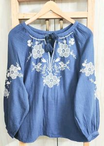 Embroidered Peasant Top size-44