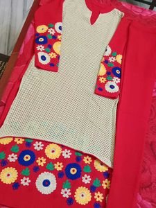Elegant woollen Embroidered Kurta Set