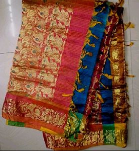 Multi Colour Kanjeevaram Silk Saree
