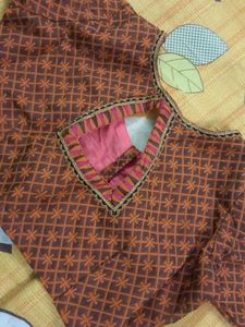 Orange &amp; Black Stitched Blouse