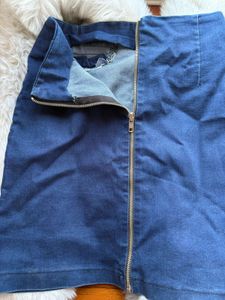 Denim Mini Skirt with Zipper