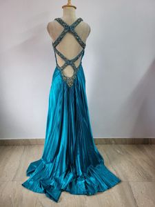Teal Embellished Formal Gown