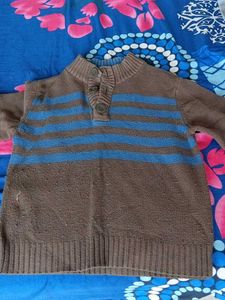 Brown Striped Knit Pullover