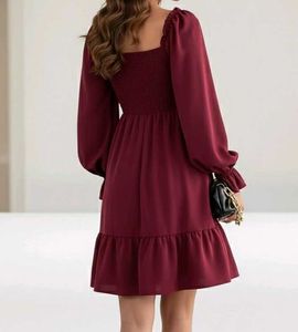 Chic Burgundy Ruffled Mini Dress