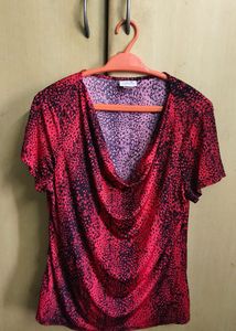 Red & Black Print Top