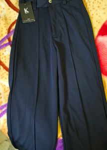 High Waist Navy Blue Womens Trousers