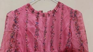 Pink Floral Tiered Mini Dress