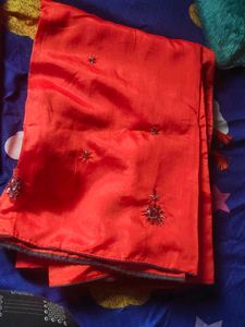 Orange Embroidered Saree