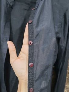 Exported Black cotton+silk fabric shirt