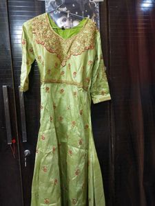 Green Embroidered Peaded Kurta