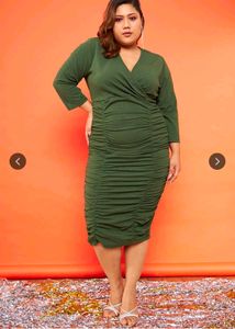 Green Ruched Bodycon plus size  Dress