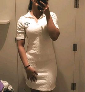 Cute White Knit Mini Dress