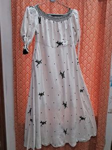White Embroidered Party Dress
