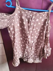 Boho Cold Shoulder Polka Dot Top