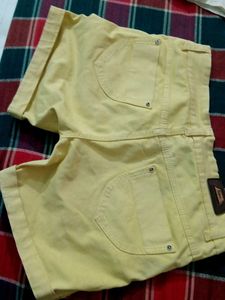 Yellow Rolled Hem Shorts
