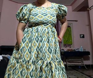 Present Trending 3 Layers Frock Semi Cotton