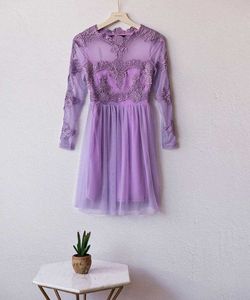 Lavender Lace Long Sleeve Dress