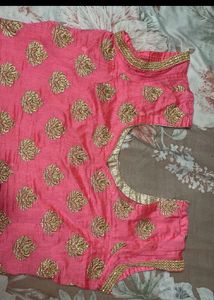 Chanderi rose kurta