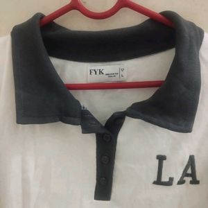 LA Crop Top - Grey and White