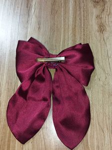 Maroon Bow Hair Clip