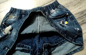 🍀🤎Y2K FORAL DENIM SHORT SKIRT(SKORT)