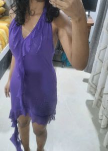 Purple Mini Dress with Ruffles