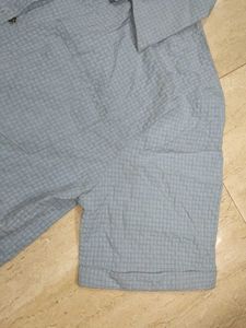 Blue Textured Short Sleeve Shirt