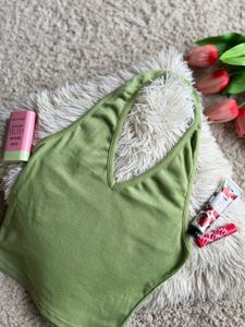 Olive Halter Top