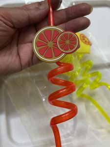 3 Plastic Fruit Theme Reusable Straws
