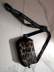 Leopard Print Mini Suitcase Bag