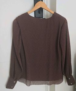Vero Moda Brown Pleated Blouse