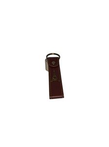 Brown Leather ID Holder Keychain
