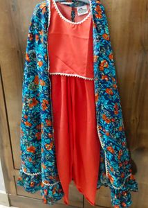 Coral Top &amp; Pants with Floral Cardigan