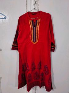 Red Printed Kurta