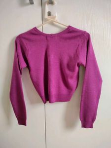Purple Cropped Cardigan