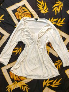 Cream Knot-Front Top