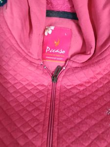 Pink Quilted Zip-Up Hoodie